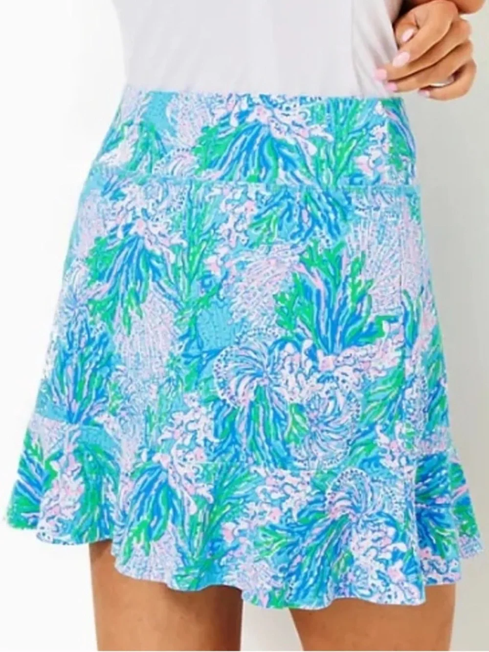 Lilly Pulitzer Luxletic Zadora High Rise Skort Strong Current Sea Sz Medium NWT